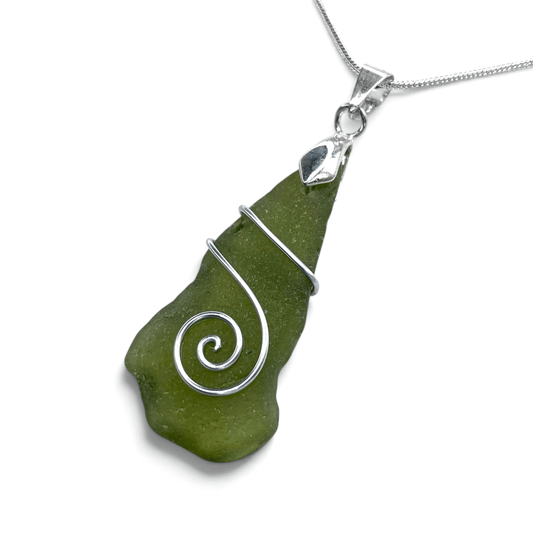 Sea Glass Necklace - Green Celtic Pendant - Scottish Jewellery - East Neuk Beach Crafts