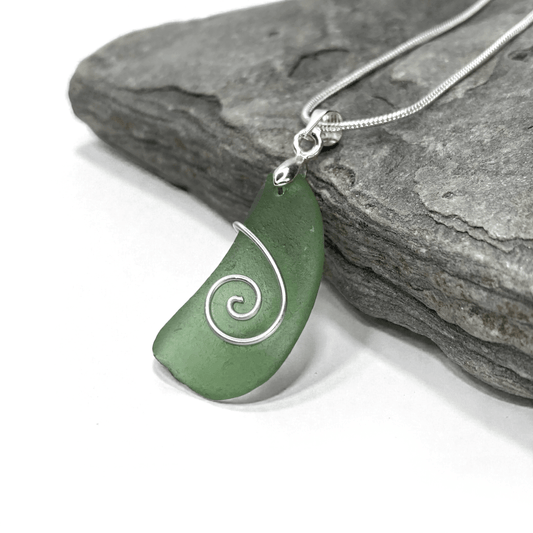 Sea Glass Necklace - Green Celtic Pendant - Scottish Jewellery - East Neuk Beach Crafts