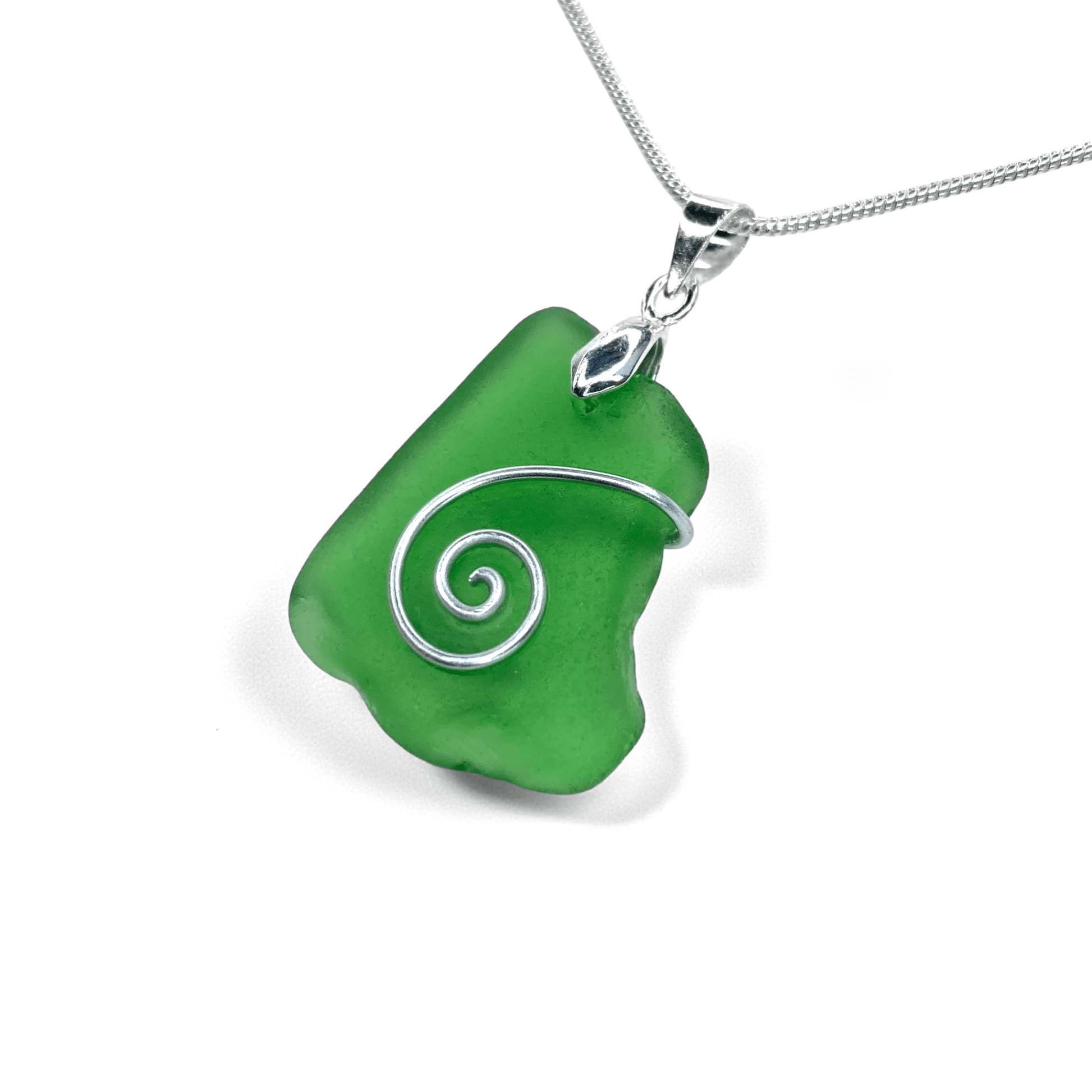 Sea Glass Necklace - Green Celtic Pendant - Scottish Jewellery - East Neuk Beach Crafts