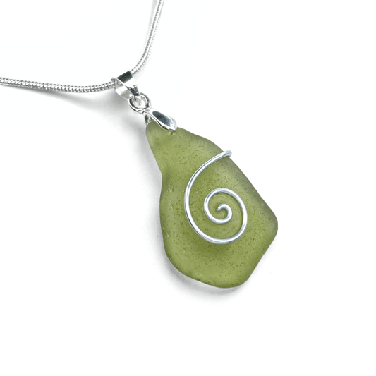 Sea Glass Necklace - Green Celtic Pendant - Scottish Jewellery - East Neuk Beach Crafts