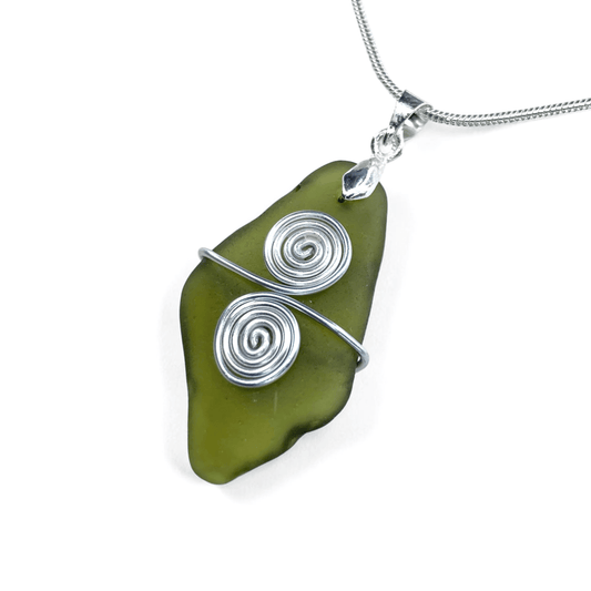 Sea Glass Necklace - Green Celtic Pendant - Scottish Jewellery - East Neuk Beach Crafts