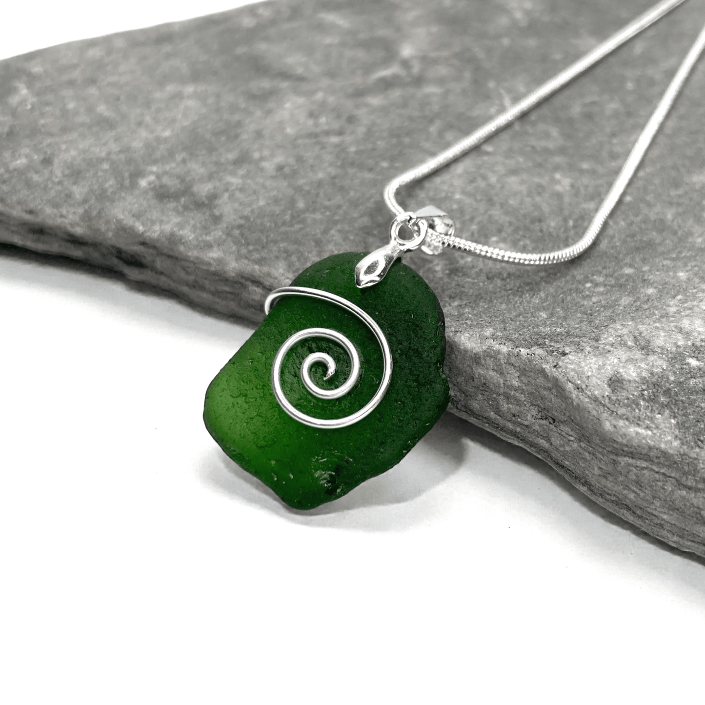 Sea Glass Necklace - Green Celtic Pendant - Scottish Jewellery - East Neuk Beach Crafts