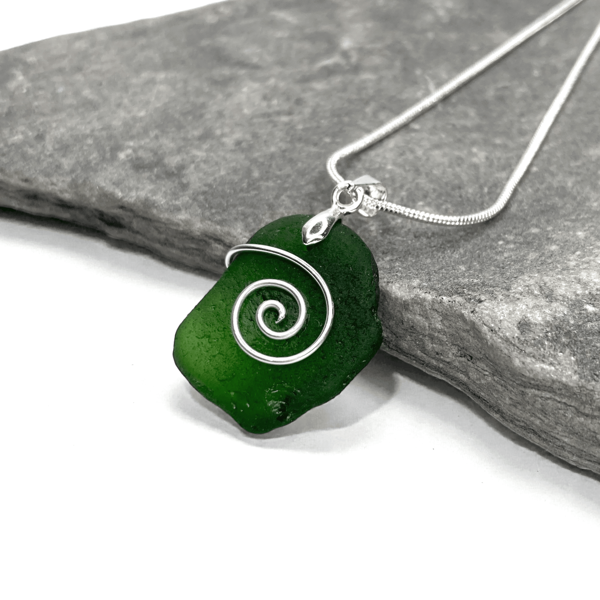Sea Glass Necklace - Green Celtic Pendant - Scottish Jewellery - East Neuk Beach Crafts