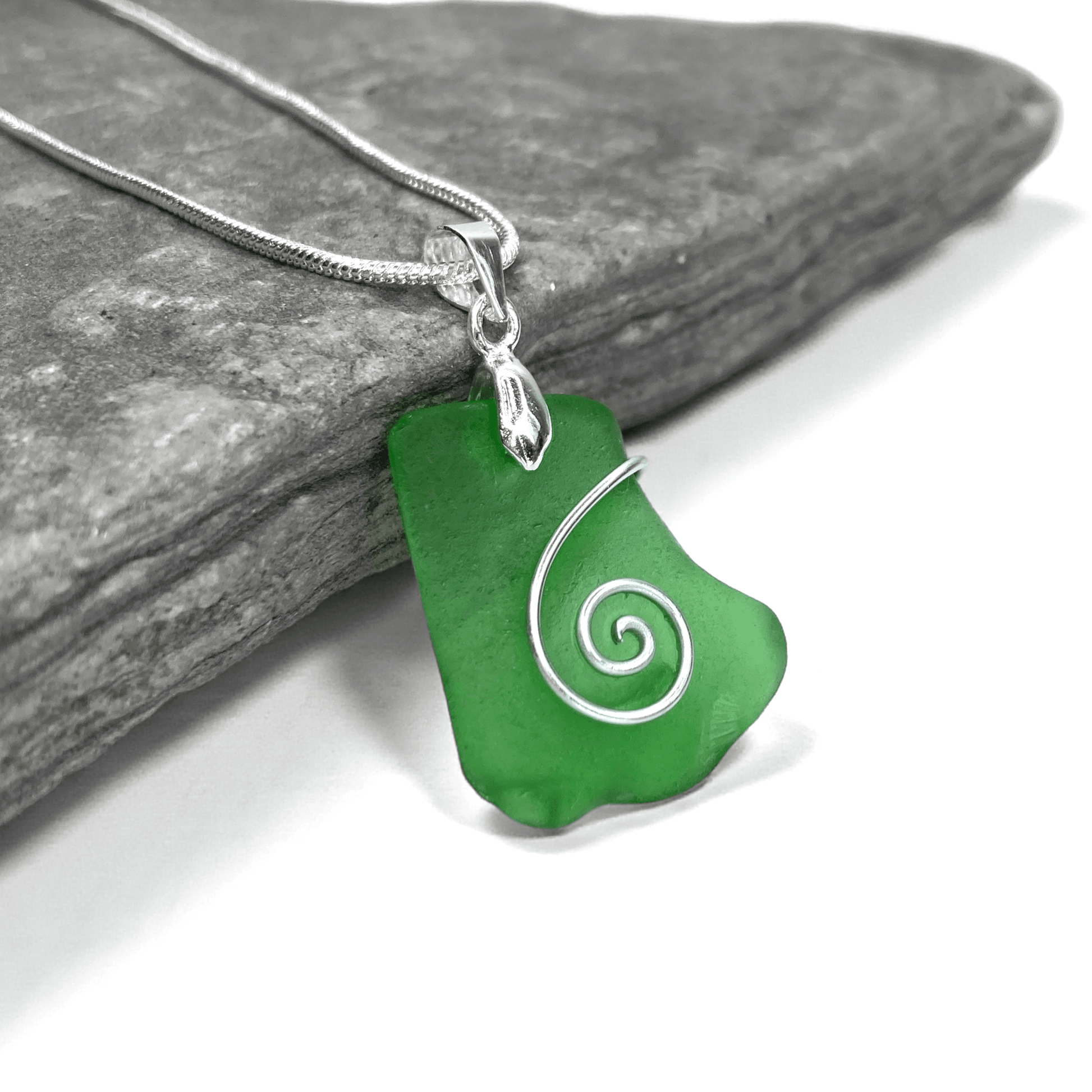 Sea Glass Necklace - Green Celtic Pendant - Scottish Jewellery - East Neuk Beach Crafts