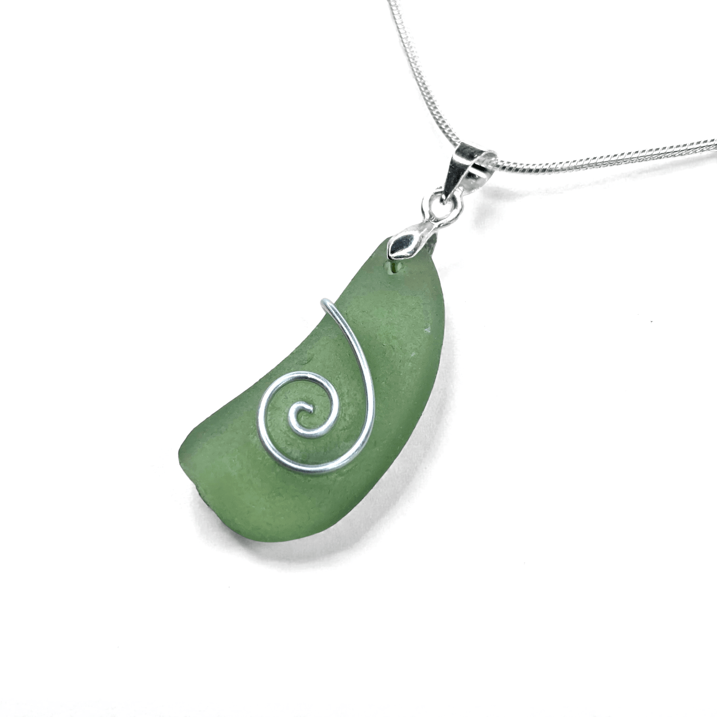 Sea Glass Necklace - Green Celtic Pendant - Scottish Jewellery - East Neuk Beach Crafts