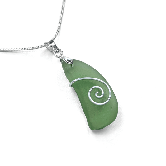 Sea Glass Necklace - Green Celtic Pendant - Scottish Jewellery - East Neuk Beach Crafts