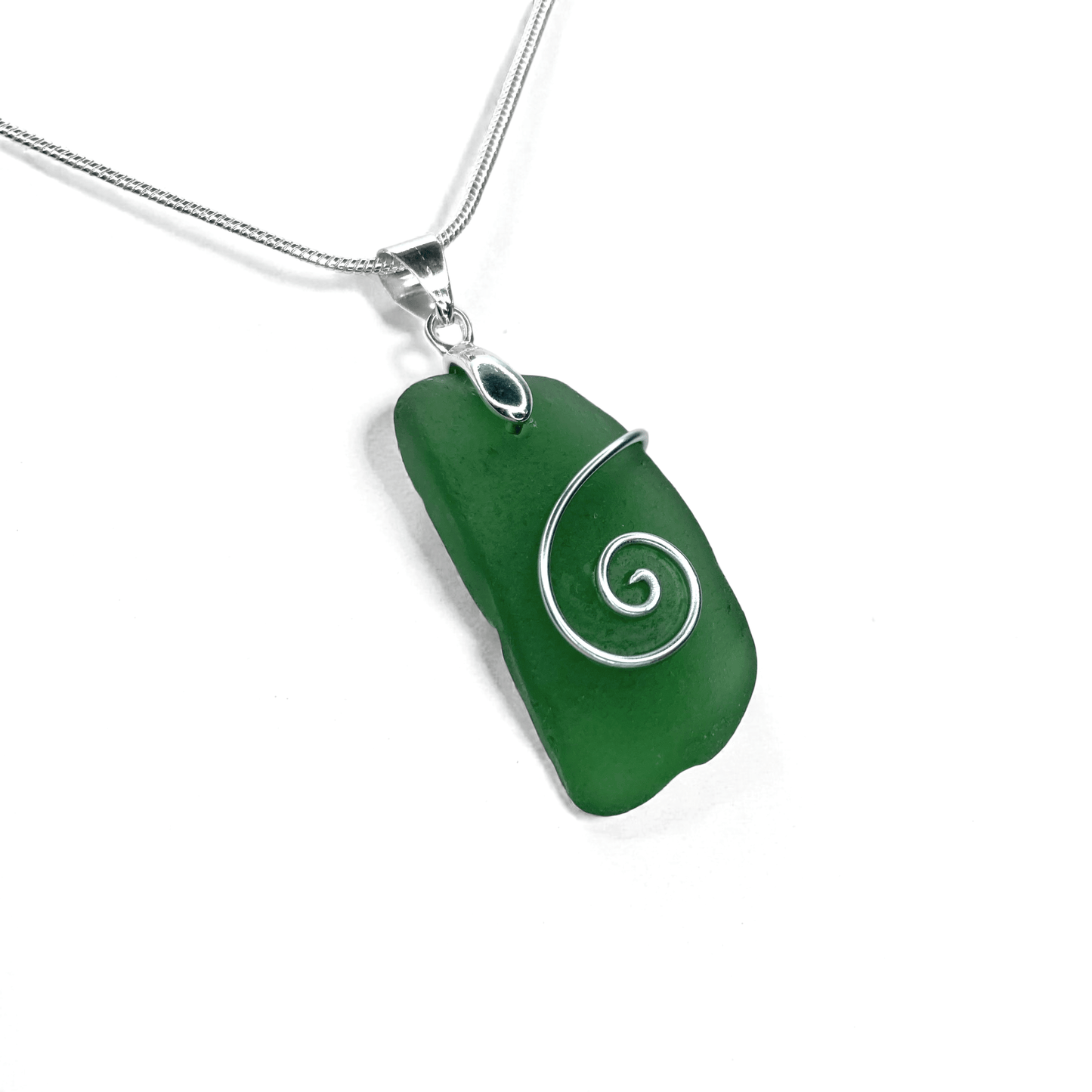 Sea Glass Necklace - Green Celtic Pendant - Scottish Jewellery - East Neuk Beach Crafts