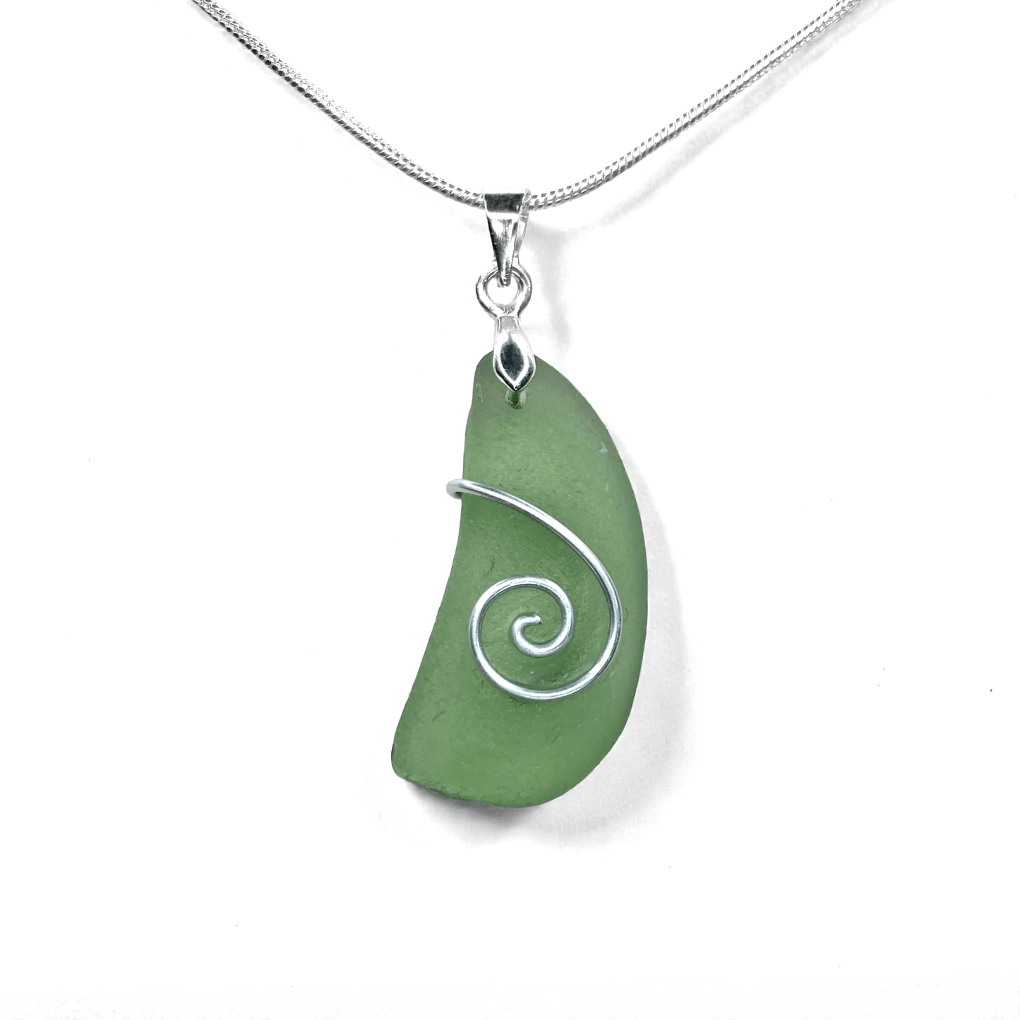 Sea Glass Necklace - Green Celtic Pendant - Scottish Jewellery - East Neuk Beach Crafts