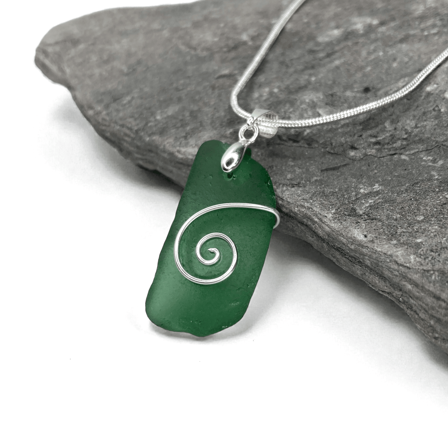 Sea Glass Necklace - Green Celtic Pendant - Scottish Jewellery - East Neuk Beach Crafts