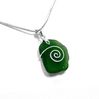 Sea Glass Necklace - Green Celtic Pendant - Scottish Jewellery - East Neuk Beach Crafts