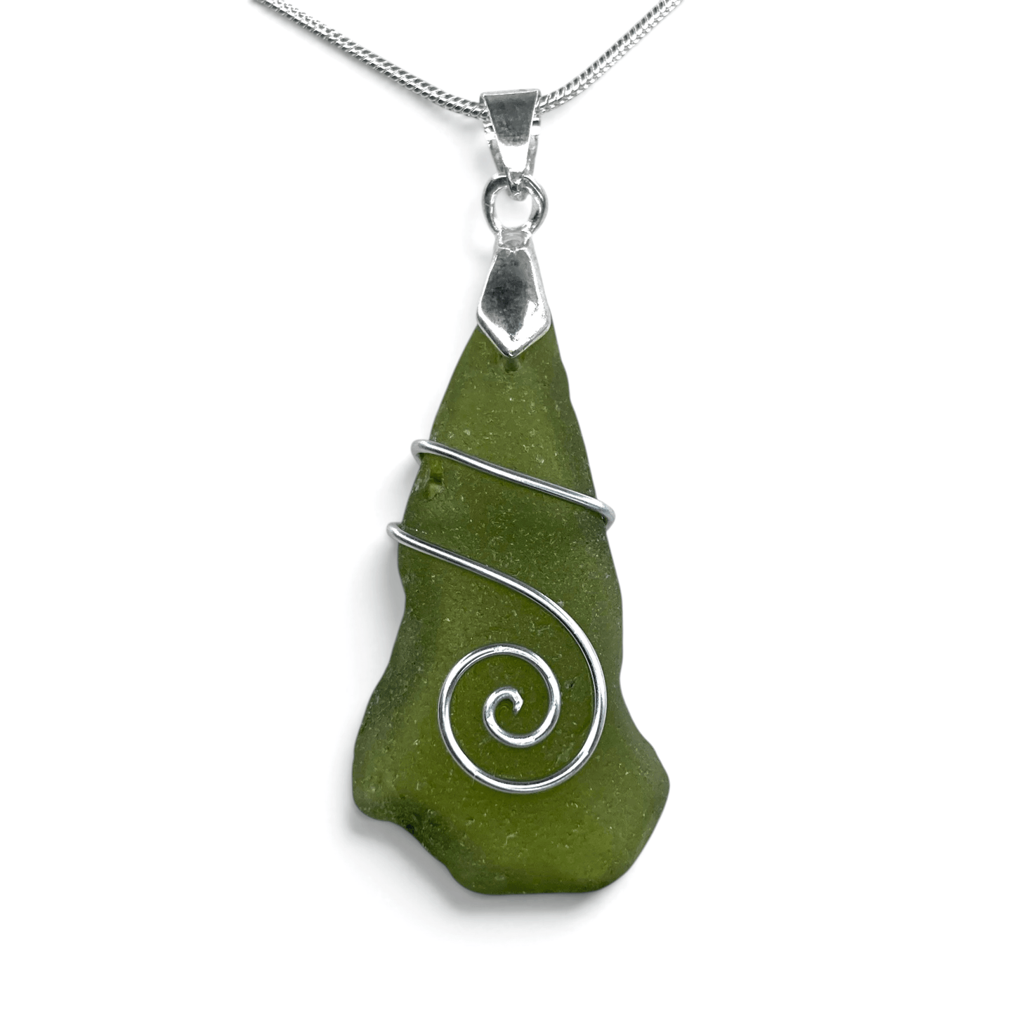 Sea Glass Necklace - Green Celtic Pendant - Scottish Jewellery - East Neuk Beach Crafts