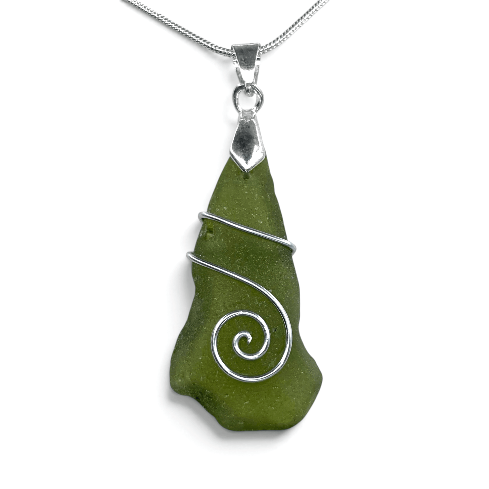 Sea Glass Necklace - Green Celtic Pendant - Scottish Jewellery - East Neuk Beach Crafts