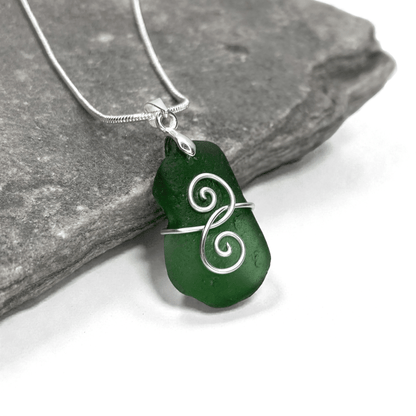 Sea Glass Necklace - Green Friendship Pendant - Scottish Jewellery