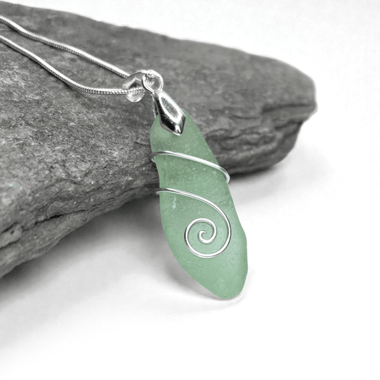 Sea Glass Necklace - Lime Green Pendant - Scottish Jewellery - East Neuk Beach Crafts