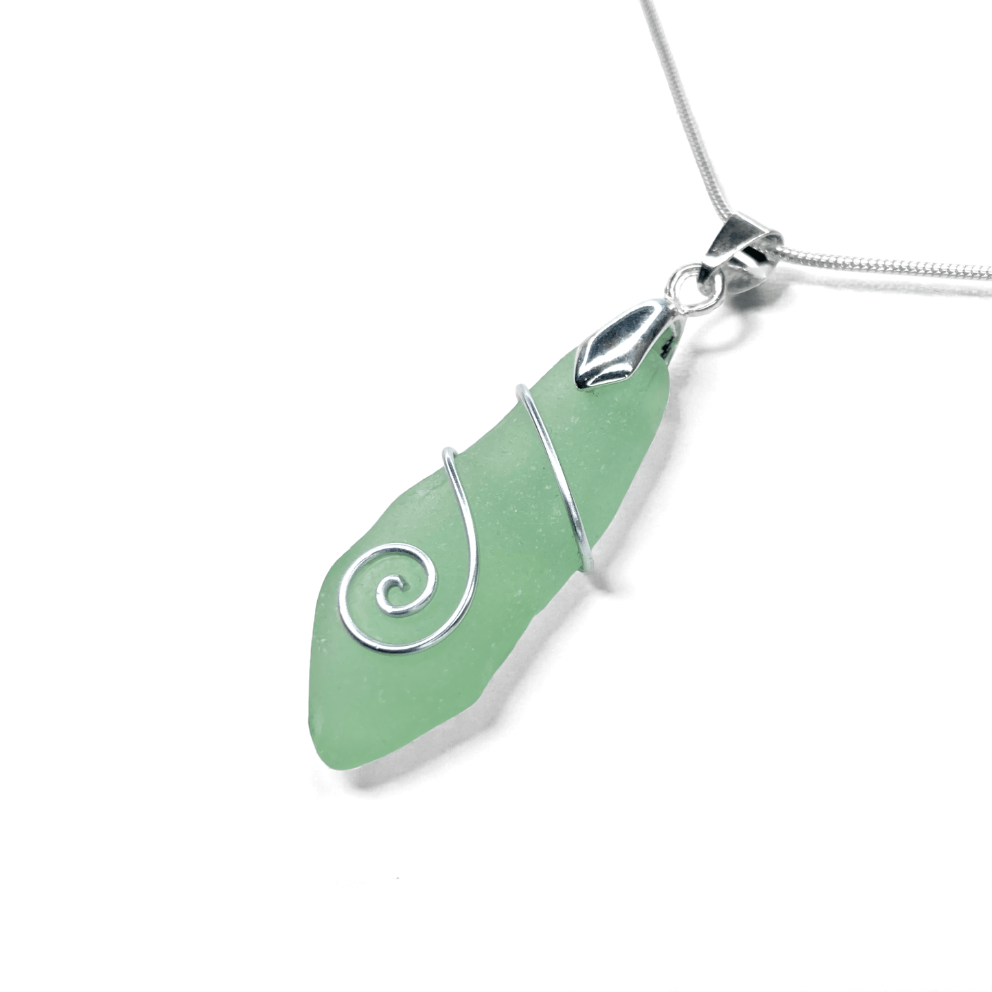 Sea Glass Necklace - Lime Green Pendant - Scottish Jewellery - East Neuk Beach Crafts