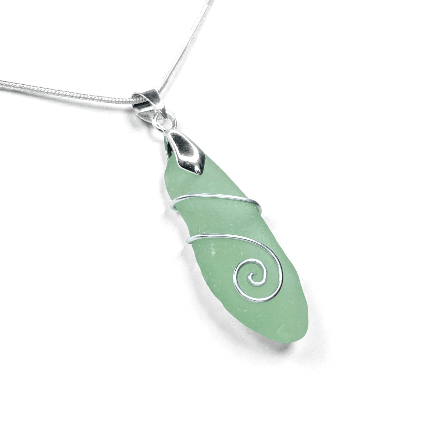 Sea Glass Necklace - Lime Green Pendant - Scottish Jewellery - East Neuk Beach Crafts