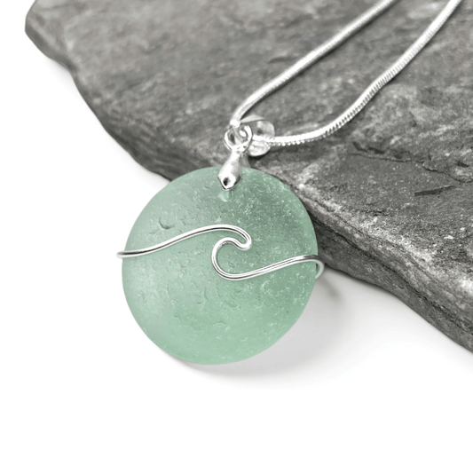 Sea Glass Necklace - Rare Bottle Stopper Pendant - Scottish Jewellery - East Neuk Beach Crafts