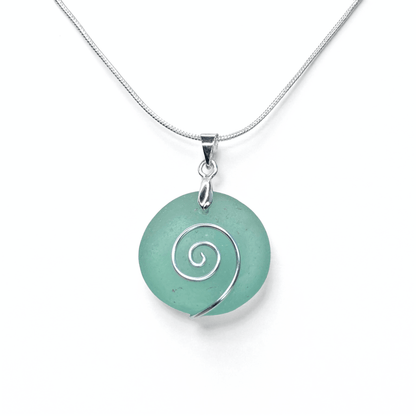 Sea Glass Necklace - Rare Bottle Stopper Top - Celtic Pendant - Scottish Silver Jewellery - East Neuk Beach Crafts