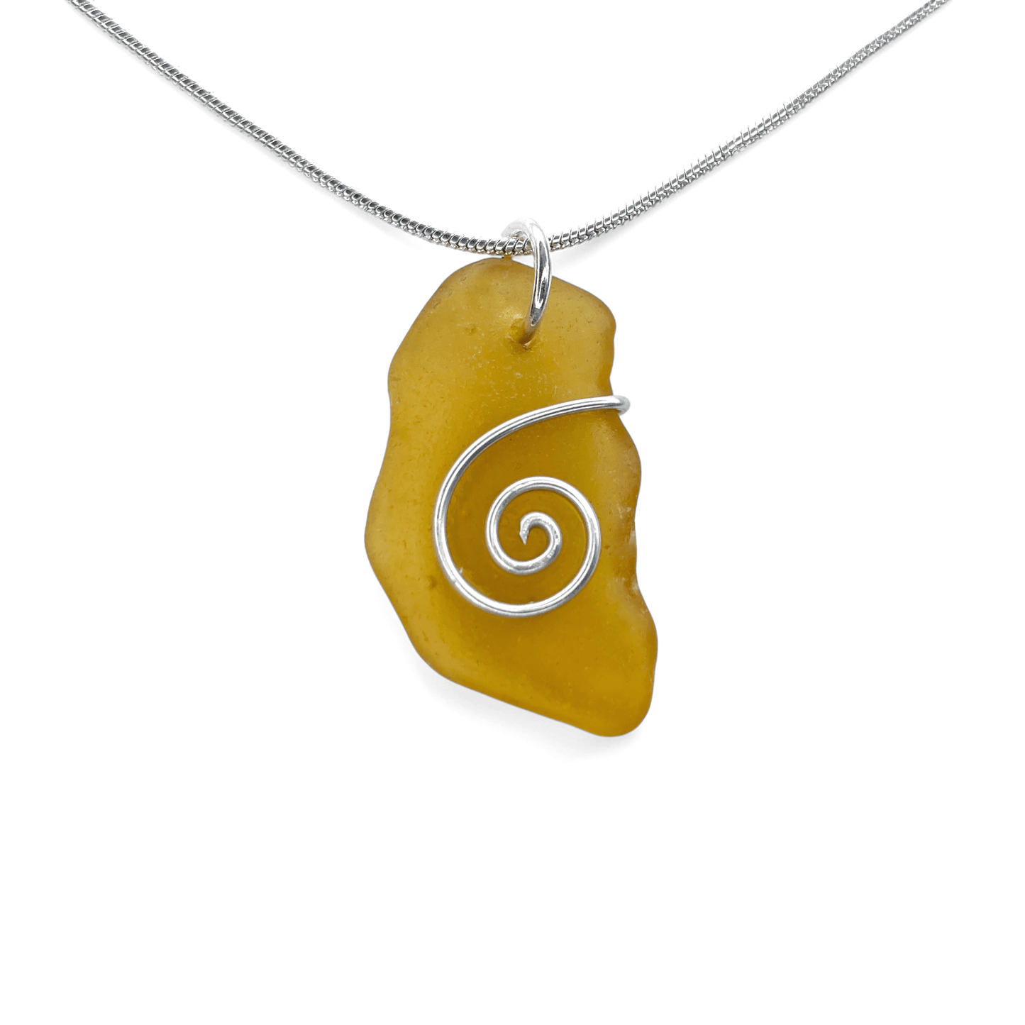 Sea Glass Necklace - Rare Yellow Pendant - Scottish Jewellery - East Neuk Beach Crafts