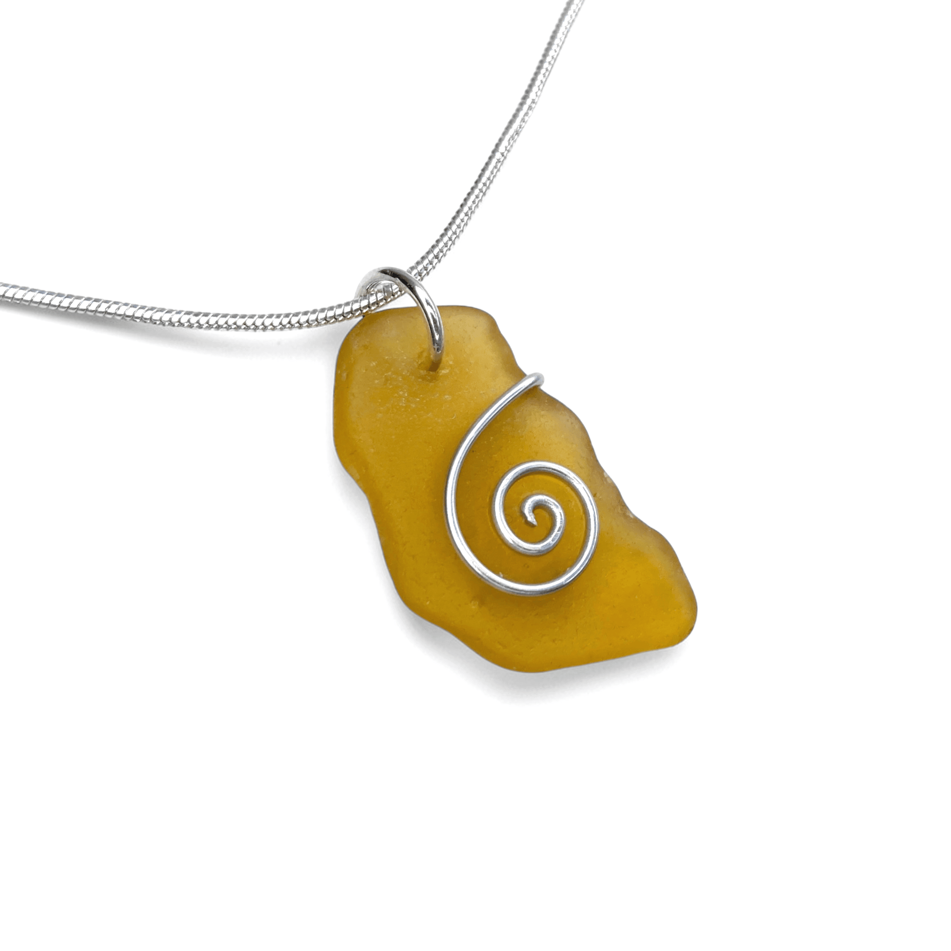 Sea Glass Necklace - Rare Yellow Pendant - Scottish Jewellery - East Neuk Beach Crafts