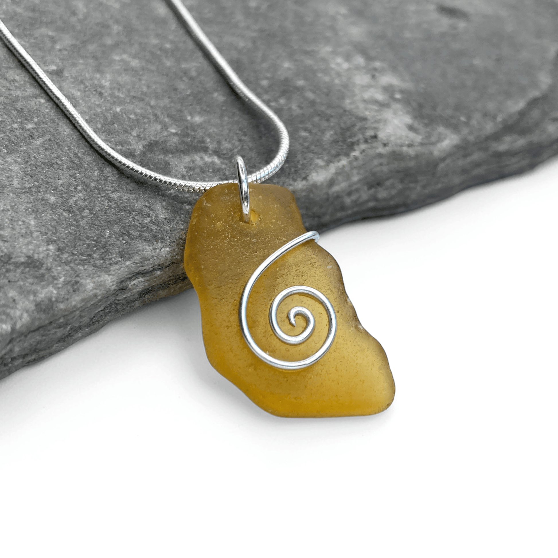 Sea Glass Necklace - Rare Yellow Pendant - Scottish Jewellery - East Neuk Beach Crafts