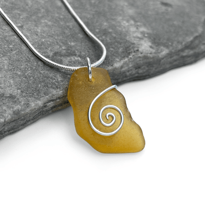 Sea Glass Necklace - Rare Yellow Pendant - Scottish Jewellery - East Neuk Beach Crafts