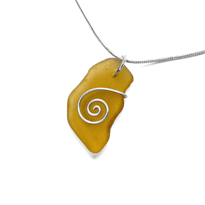 Sea Glass Necklace - Rare Yellow Pendant - Scottish Jewellery - East Neuk Beach Crafts