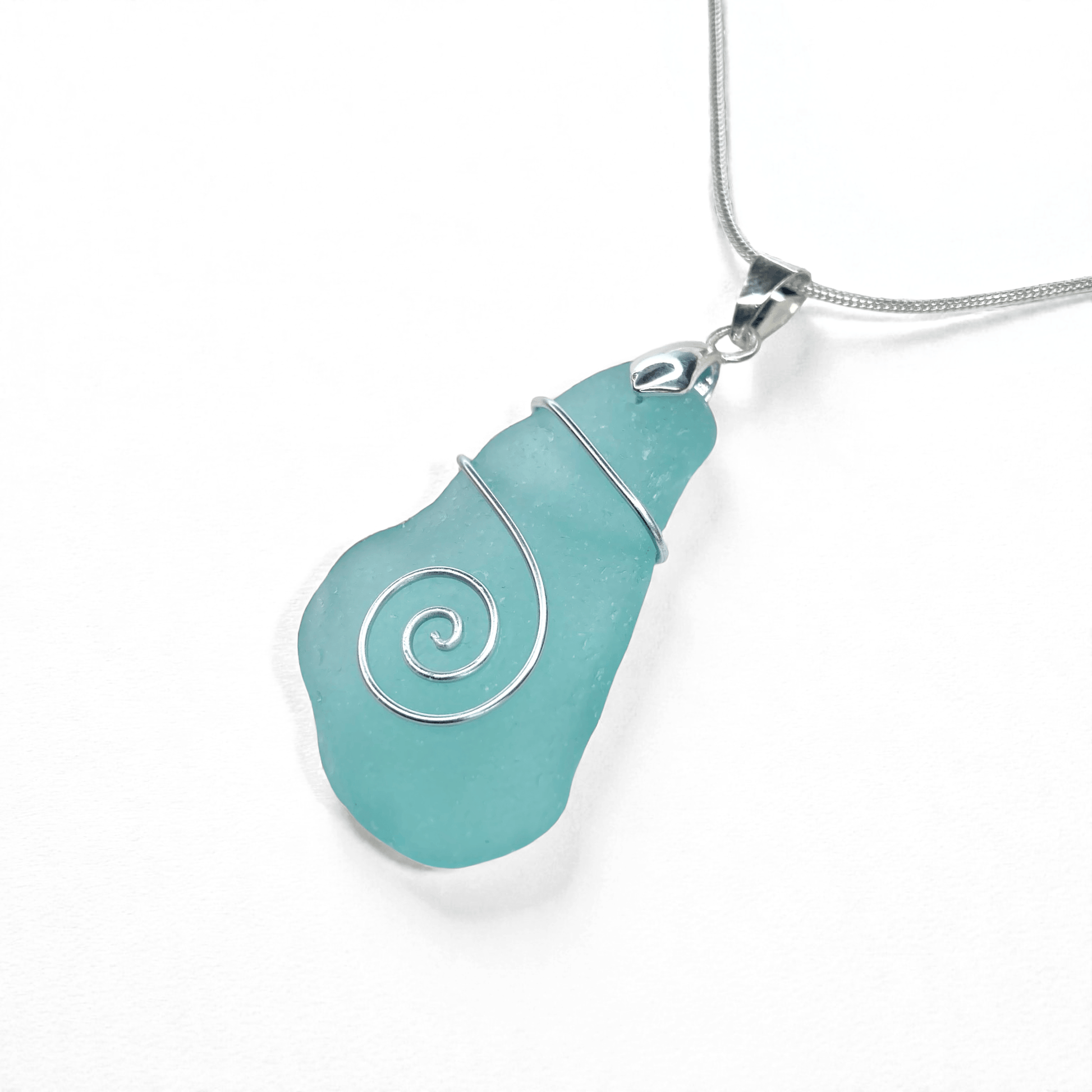Sea Glass Necklace - Turquoise Celtic Pendant - Scottish Jewellery - East Neuk Beach Crafts