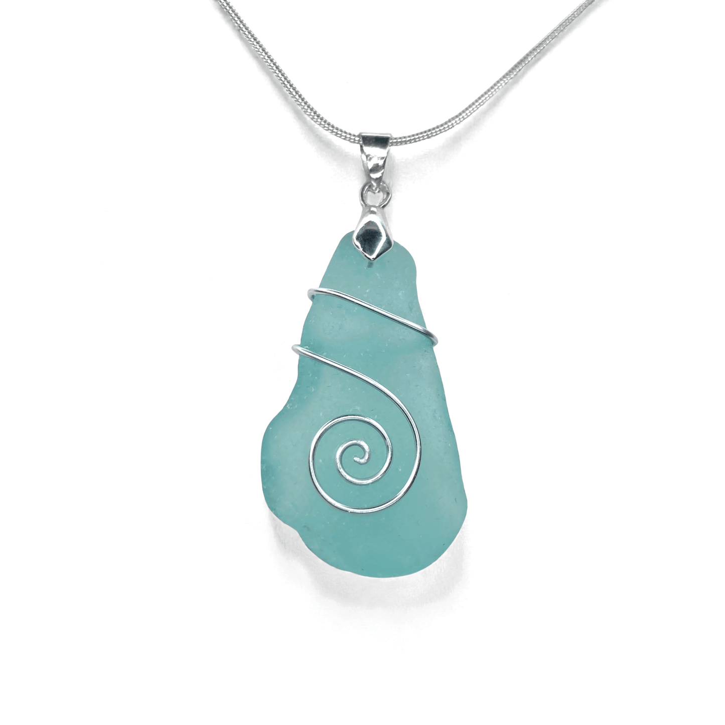 Sea Glass Necklace - Turquoise Celtic Pendant - Scottish Jewellery - East Neuk Beach Crafts