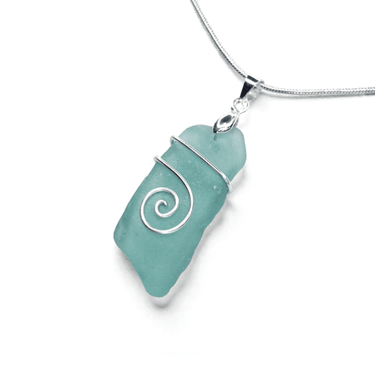 Sea Glass Necklace - Turquoise Celtic Pendant - Scottish Jewellery - East Neuk Beach Crafts