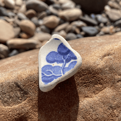 Sea Pottery Pendant - Antique Beach China - Blue Tree Willow Pattern Necklace - East Neuk Beach Crafts