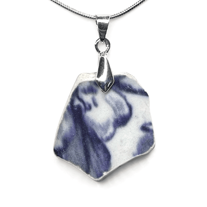Sea Pottery Pendant - Antique Beach China - Purple Flower Necklace - East Neuk Beach Crafts
