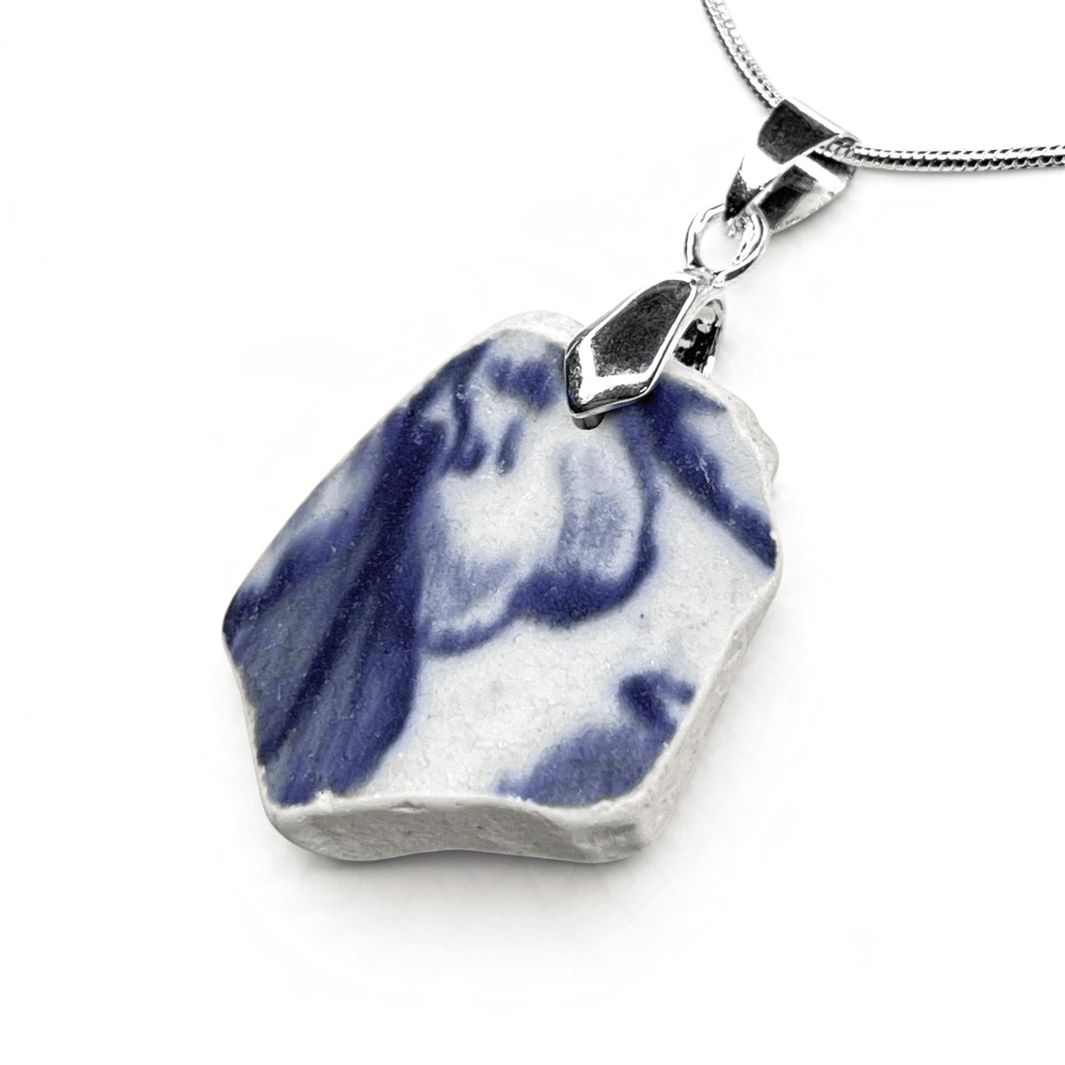 Sea Pottery Pendant - Antique Beach China - Purple Flower Necklace - East Neuk Beach Crafts