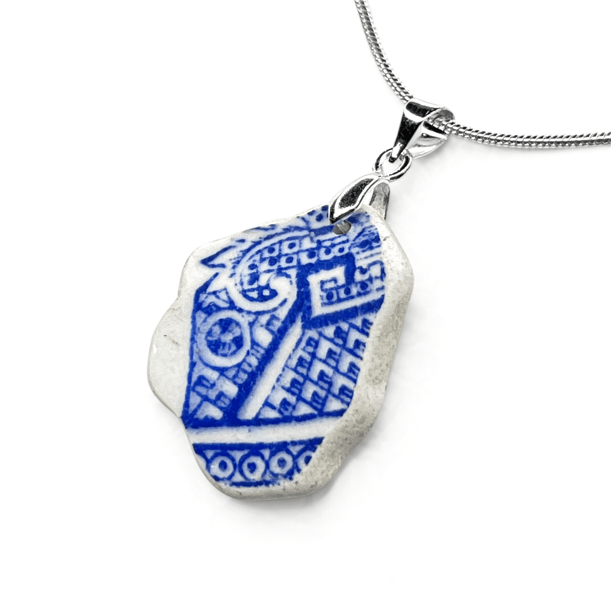 Sea Pottery Pendant - Antique Beach China - Willow Pattern Necklace - East Neuk Beach Crafts