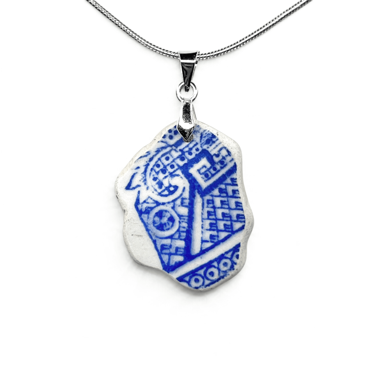 Sea Pottery Pendant - Antique Beach China - Willow Pattern Necklace - East Neuk Beach Crafts