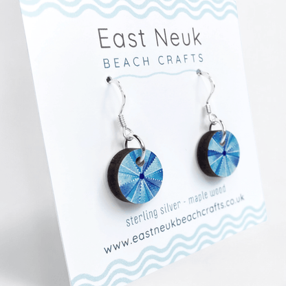 Sea Urchin Earrings - Sterling Silver and Maple Wood