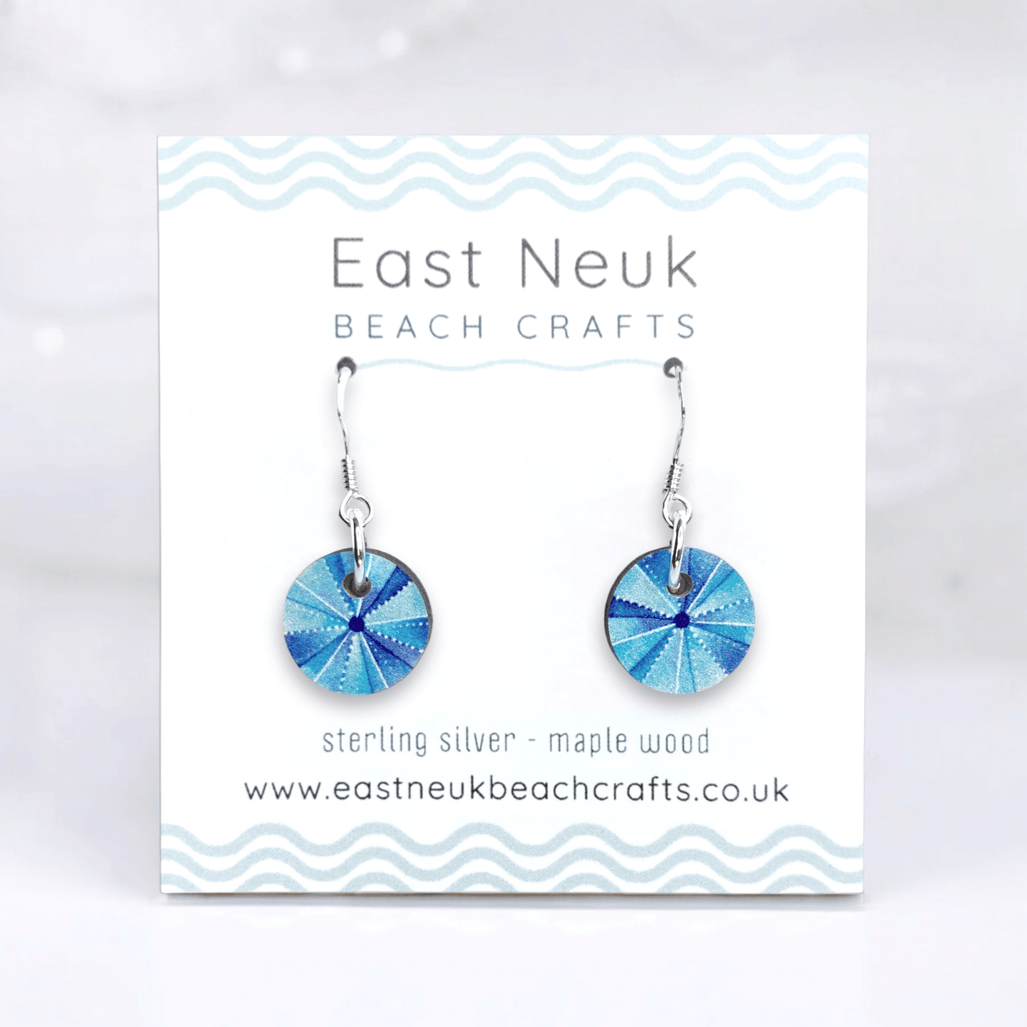 Sea Urchin Earrings - Sterling Silver and Maple Wood