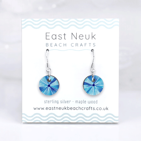 Sea Urchin Earrings - Sterling Silver and Maple Wood