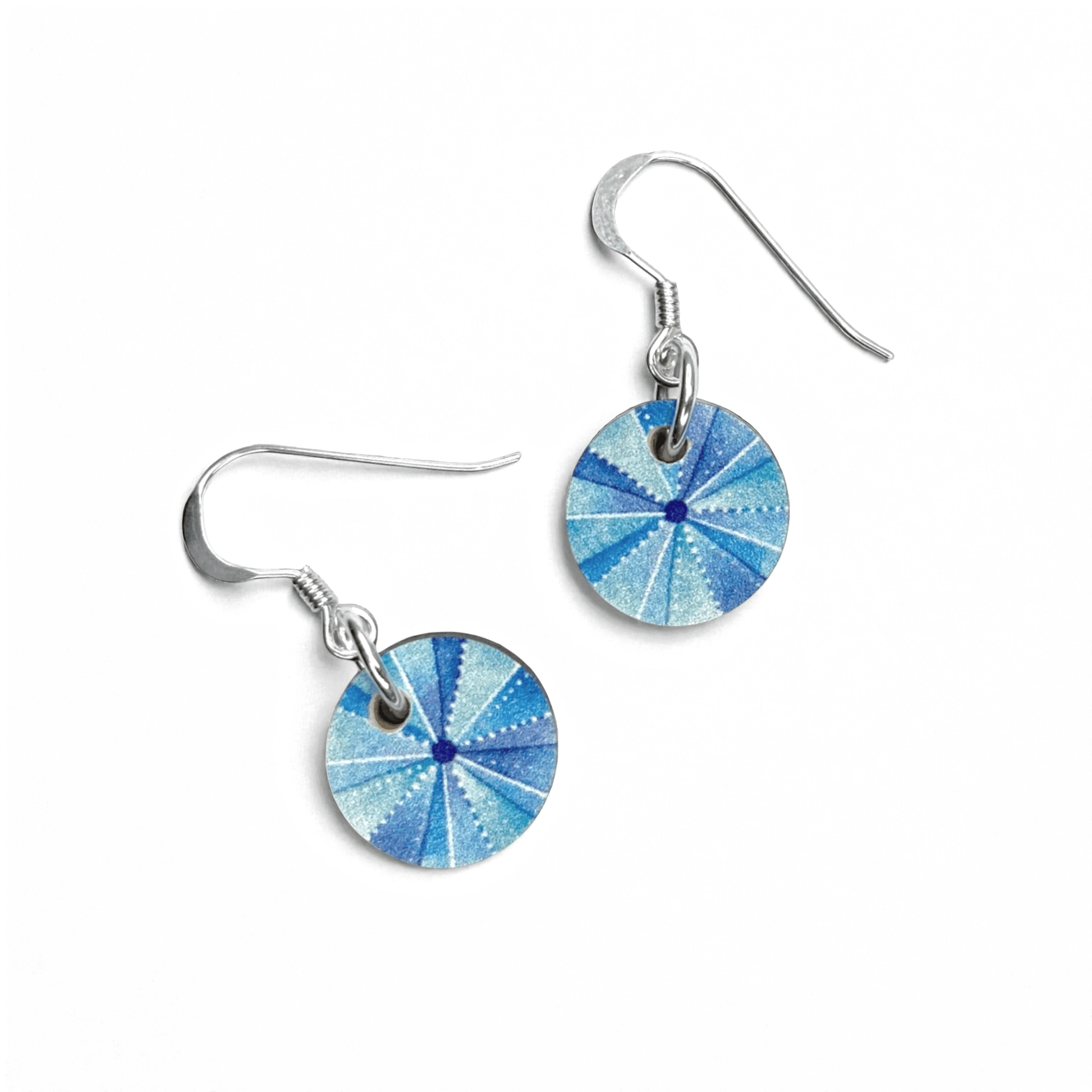 Sea Urchin Earrings - Sterling Silver and Maple Wood