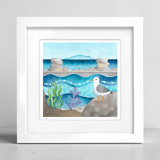 Seagull Framed Print - Cellardyke - Seaside Watercolour
