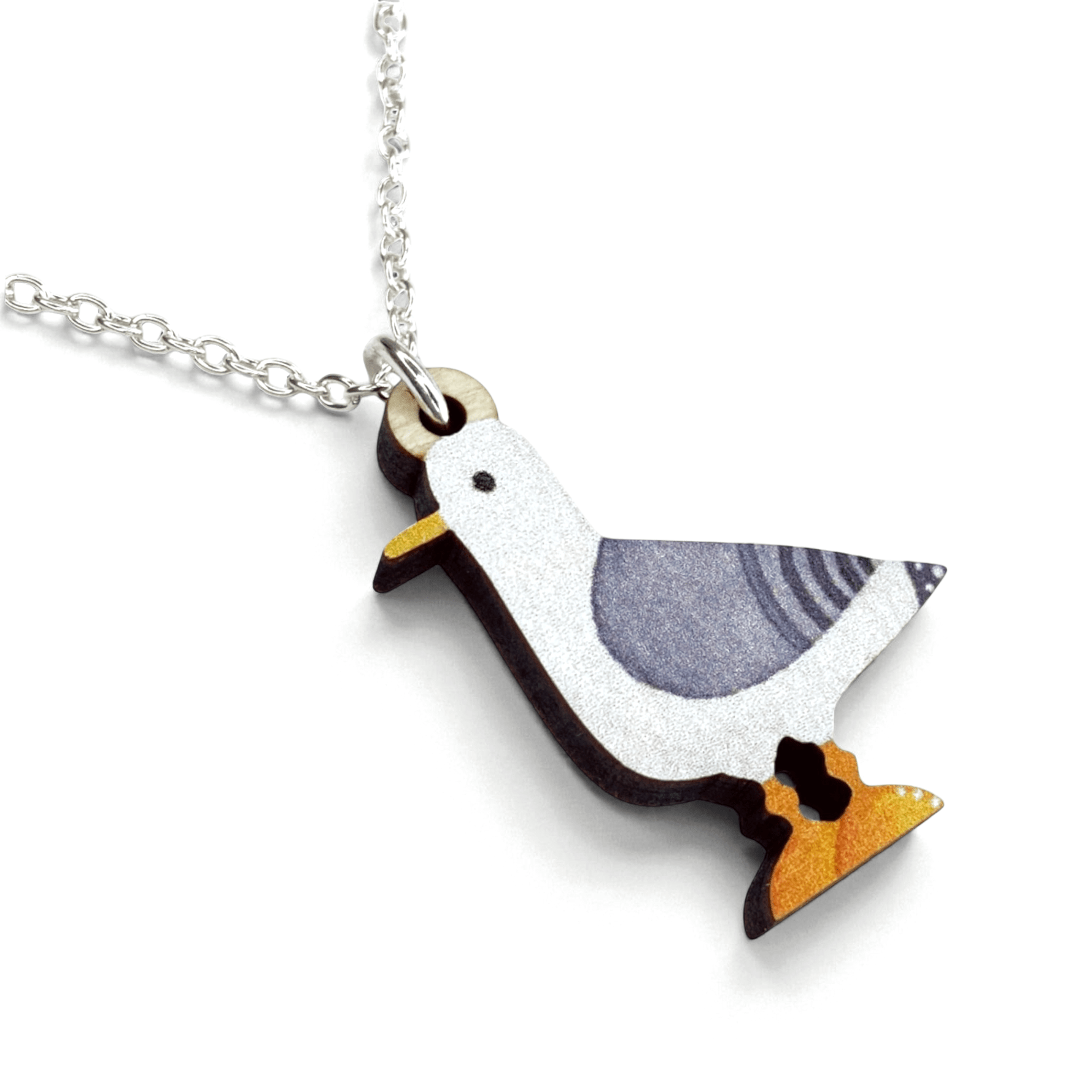 Seagull Necklace - Wooden Seaside Pendant - East Neuk Beach Crafts