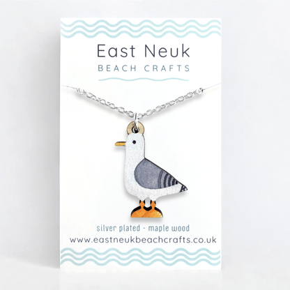 Seagull Necklace - Wooden Seaside Pendant - East Neuk Beach Crafts