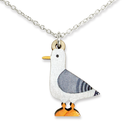 Seagull - Wooden Necklace - Maple Wood Seaside Pendant
