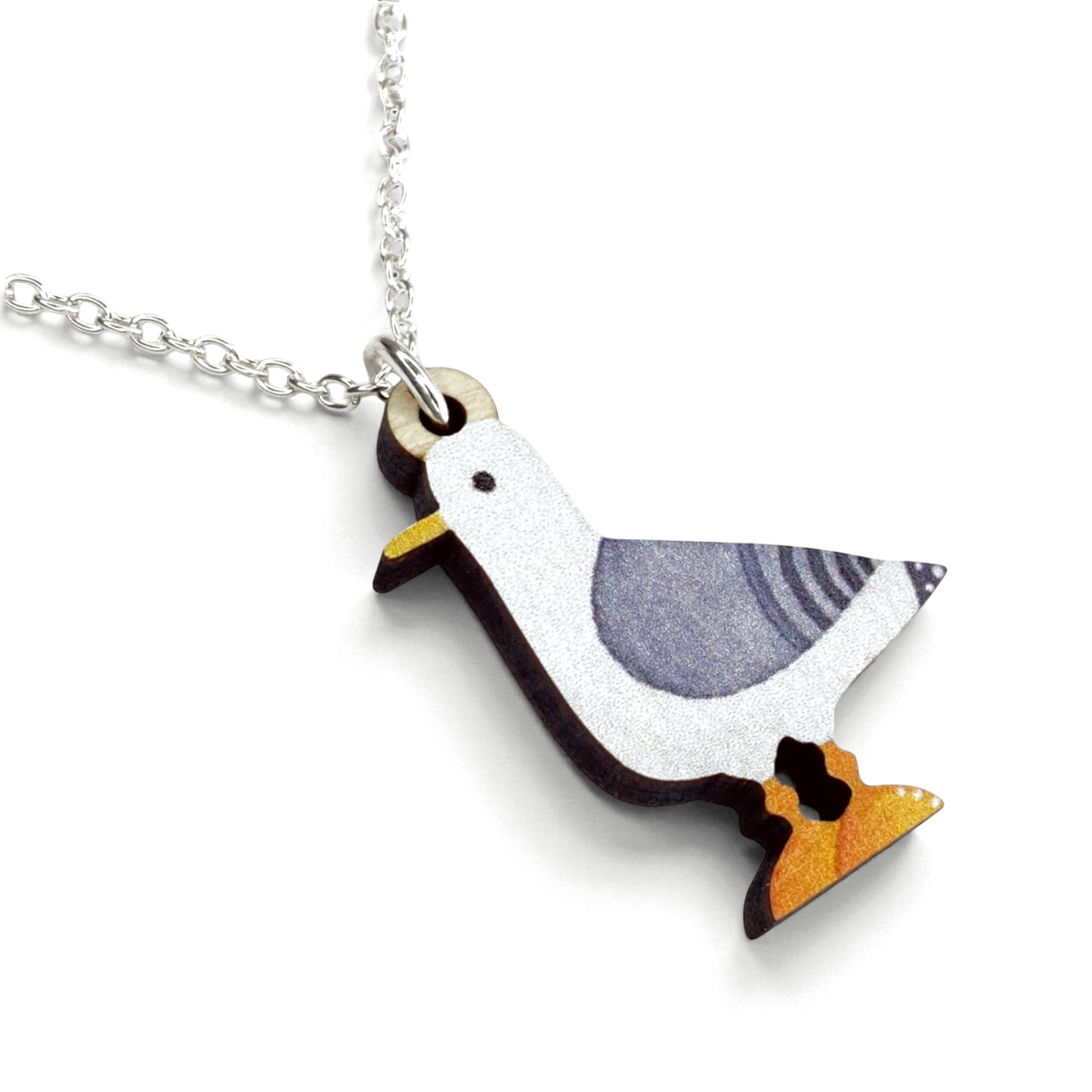 Seagull Necklace - Wooden Seaside Pendant