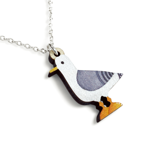 Seagull - Wooden Necklace - Maple Wood Seaside Pendant