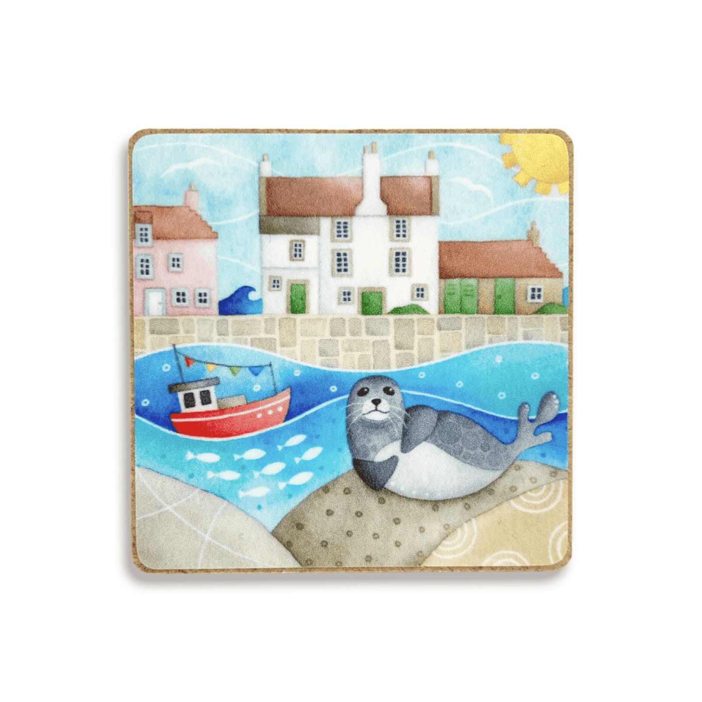 Seal Fridge Magnet - Pittenweem - Square Wood