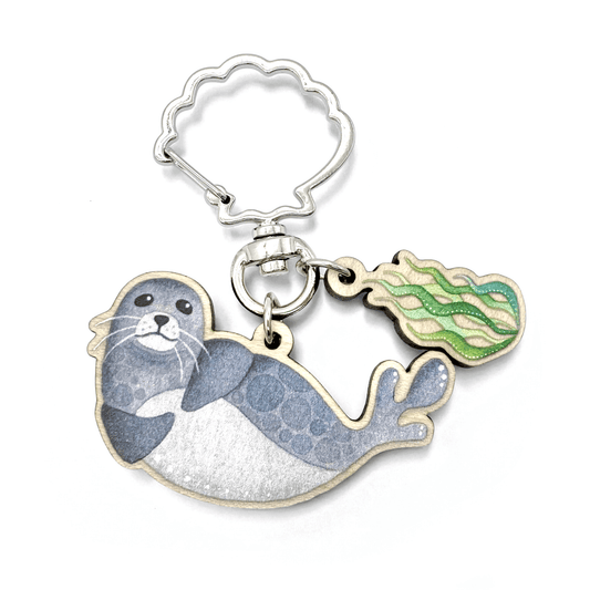 Seal Keyring - Wooden Seaside Key Chain - East Neuk Beach Crafts