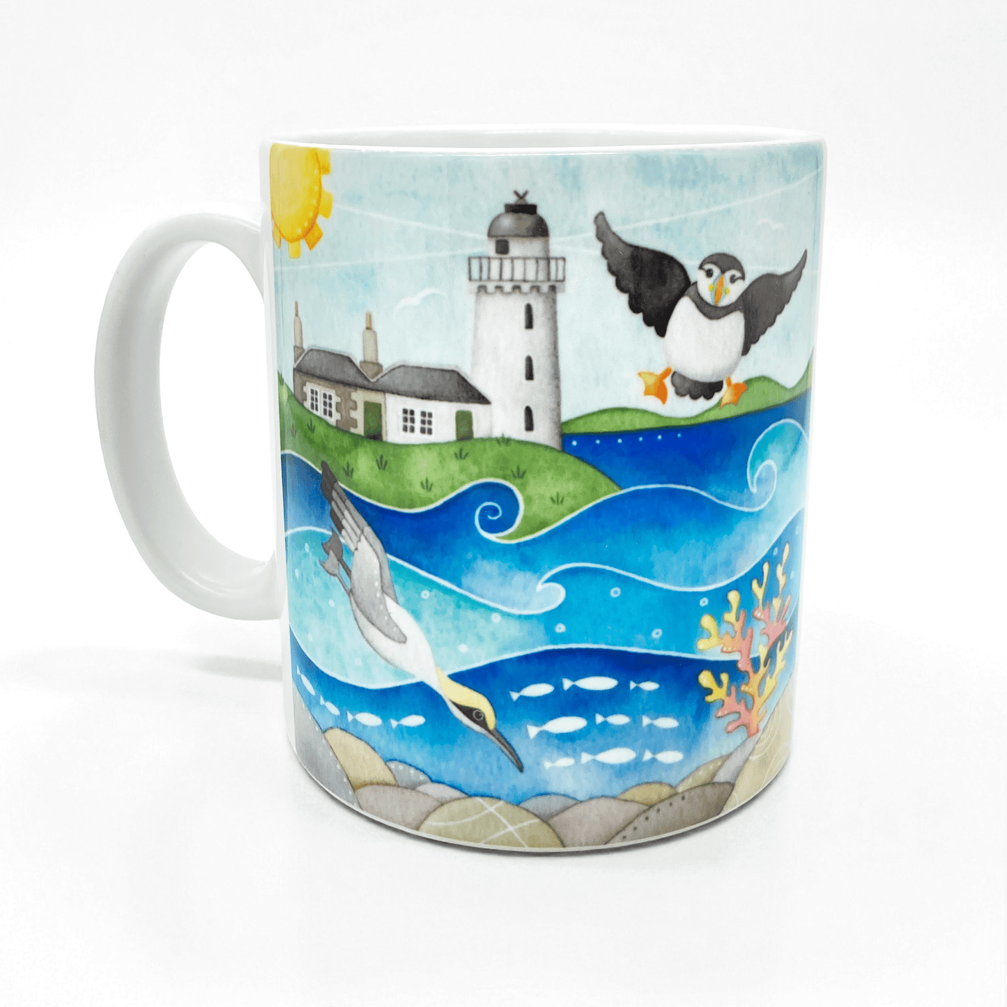 Gannet and Puffin Mug - Isle of May - Seaside Watercolours