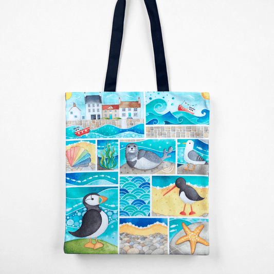 Seaside Shopping Bag - Puffins, Seagull, Seal Tote Bag