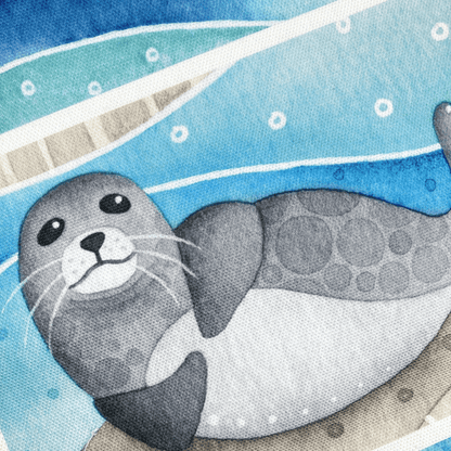 Seaside Tea Towel - Puffin, Seal, Gannet, Whale, Isle of May - East Neuk Beach Crafts